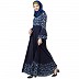 Printed frilled abaya- Navy Blue Printed frilled abaya- Navy Blue